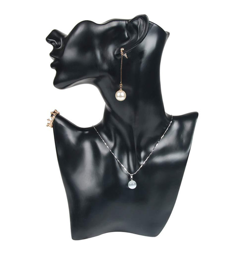 [Australia] - Tinaforld Necklace & Earring Display Jewelry Displays Shows Earring Display Stands Necklace Display Jewelry Mannequin Display Jewelry Bust Display (Black, Large) Black 