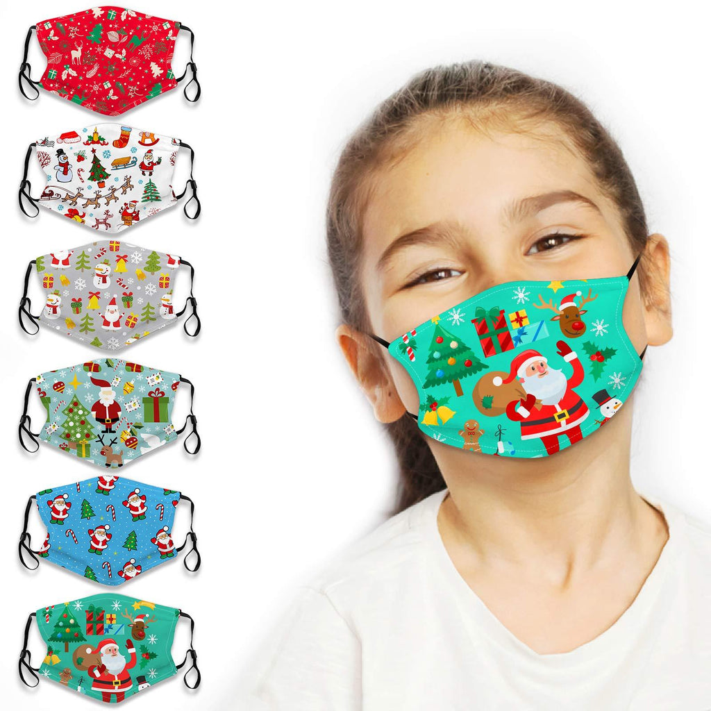 [Australia] - 6Pcs Kids Cute Cartoon Face Bandanas Reusable Cloth Face Dust Protection with Adjustable Ear Loops for Boys Girls B 