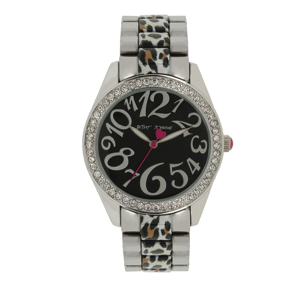 [Australia] - Betsey Johnson Cheetah Link Watch Silver/Multi 