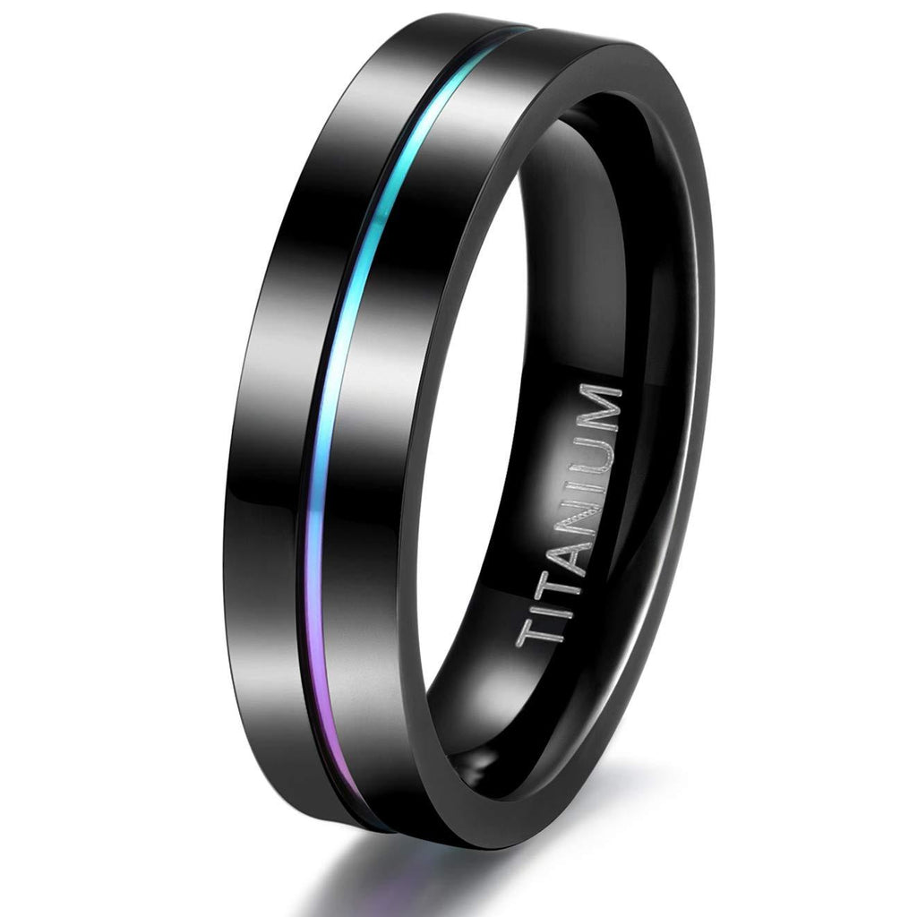 [Australia] - TIGRADE 5mm 7mm 9mm Rainbow Titanium Ring Colorful Thin Groove Wedding Band Couple Rings Size 3.5-14.5 