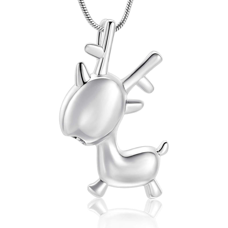 [Australia] - Cremation Jewelry for Ashes Stainless Steel Cute Deer Pendant Ash Keepsake Memorial Jewelry for Women/Girl as A Souvenir Gift steel-1 