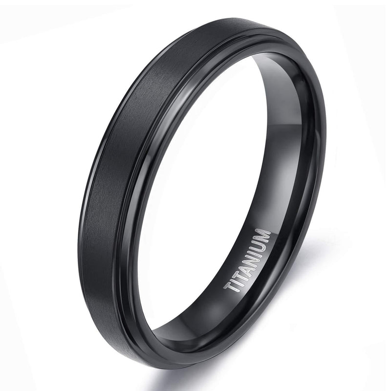 [Australia] - TIGRADE 4mm 6mm 8mm 10mm Black Titanium Rings Wedding Band Matte Comfort Fit for Men Women Black 4MM 3.5 