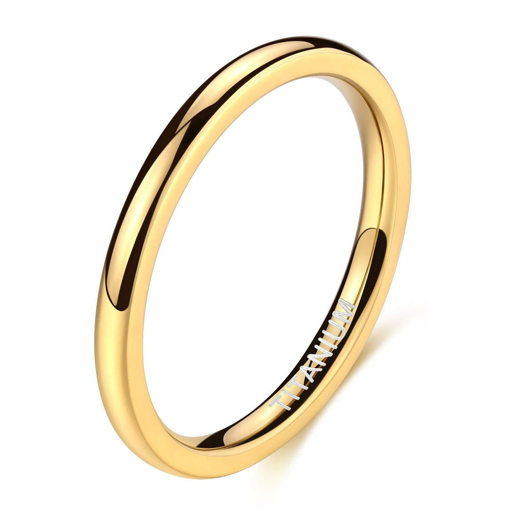 [Australia] - TIGRADE 2mm 4mm 6mm Gold Titanium Ring Plain Dome High Polished Wedding Band Comfort Fit Size 3-13 