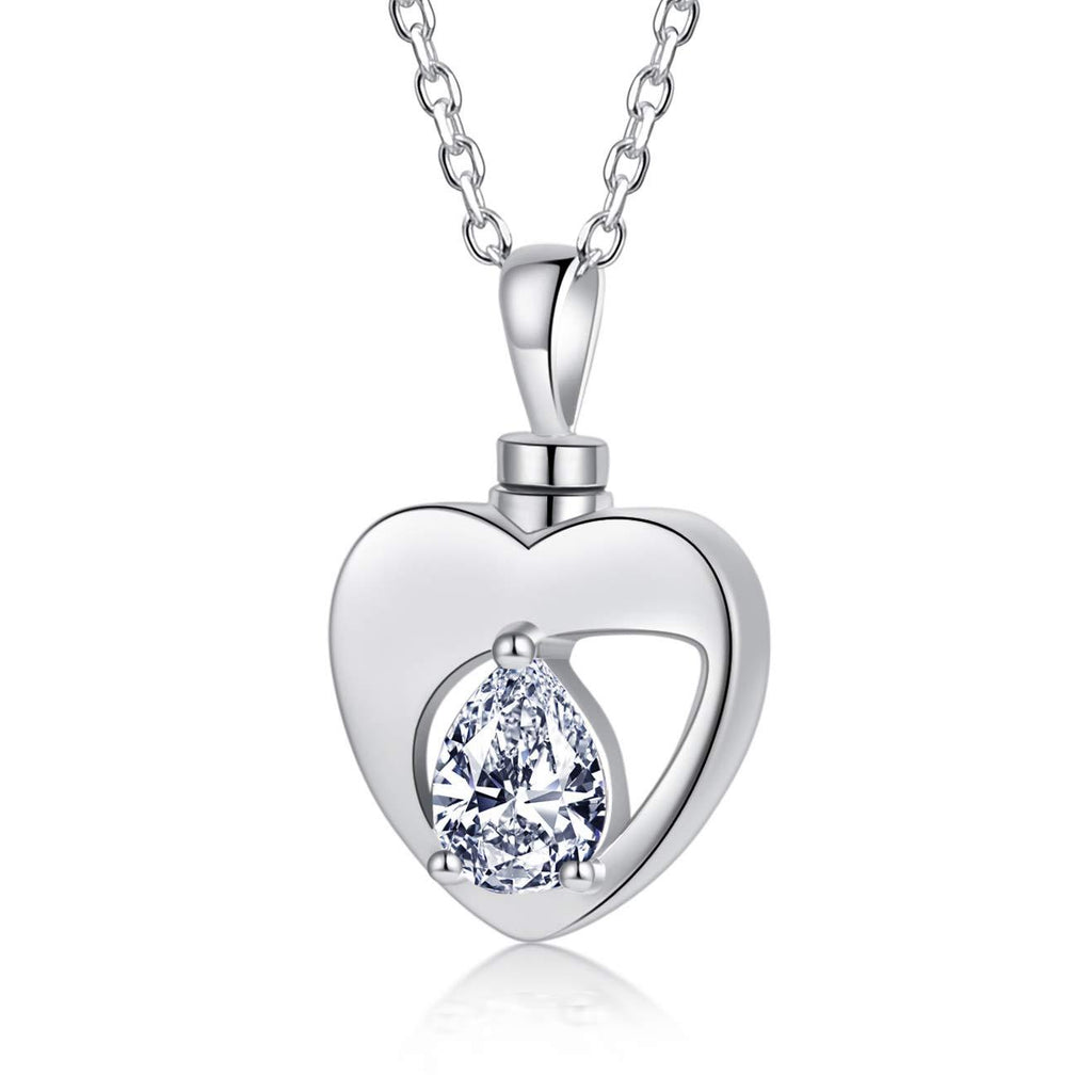 [Australia] - BEILIN 925 Sterling Silver Cremation Jewelry for Ashes Eternity Teardrop CZ Heart Ashes Keepsake Memorial Urn Pendant Necklace for Women Men 