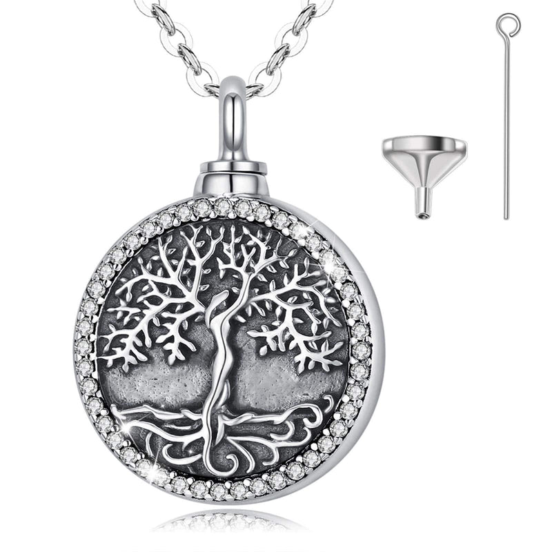 [Australia] - Urn Necklaces for Human Ashes for Women Men, Cremation Jewelry for Ashes, AEONSLOVE Sterling Silver Cremation Urn Memorial Pendant Ashes Necklace Keepsake Gifts for Women Men Adult C: Tree of Life Urn Necklace 