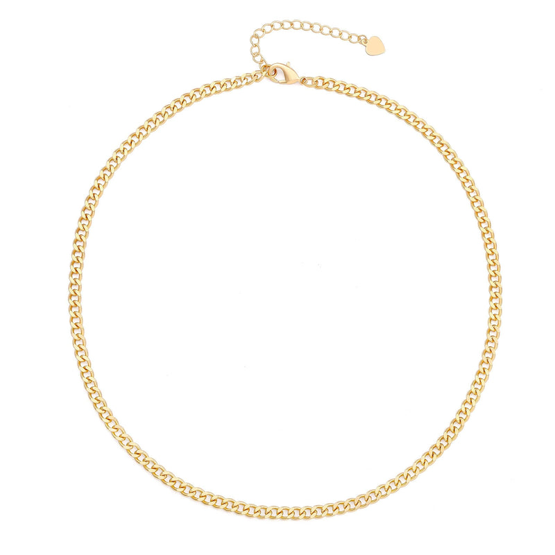 [Australia] - 18k Gold Paperclip Chain Choker Satellite Chain Lava Bead Pendant Necklace Dainty Jewelry for Women 16'' Cuban Chain 