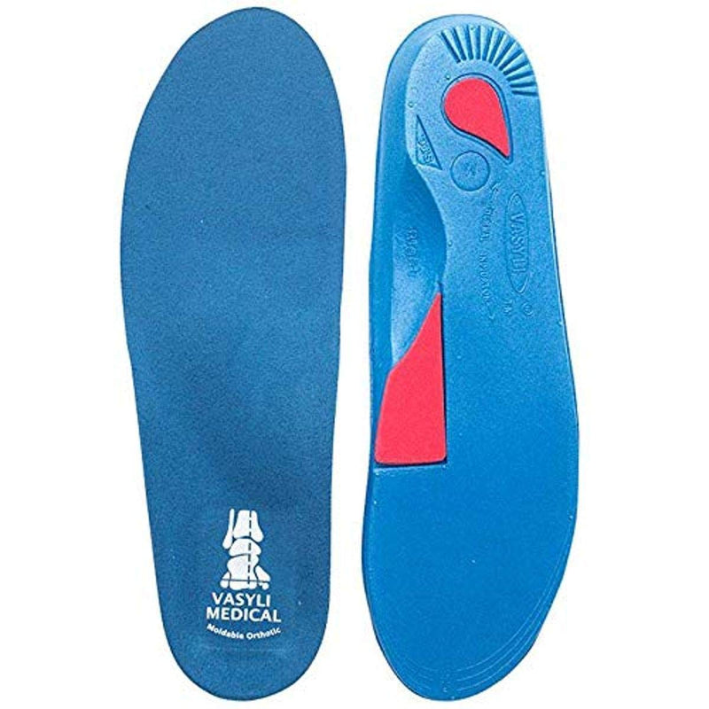[Australia] - Vasyli 21 Custom Full Length Insoles, Blue, Large, Heel Grid Reduces Slippage, Medium Density, Biomechanical Control, Effective Pain Relief, Treats Pronation, Rearfoot Varus Angle 