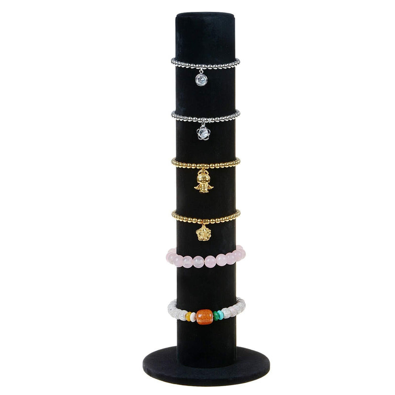 [Australia] - TENINYU Velvet Vertical Tower Jewelry Bracelet Display Stand Bangle T-Bar Display Holder (Black) Black 