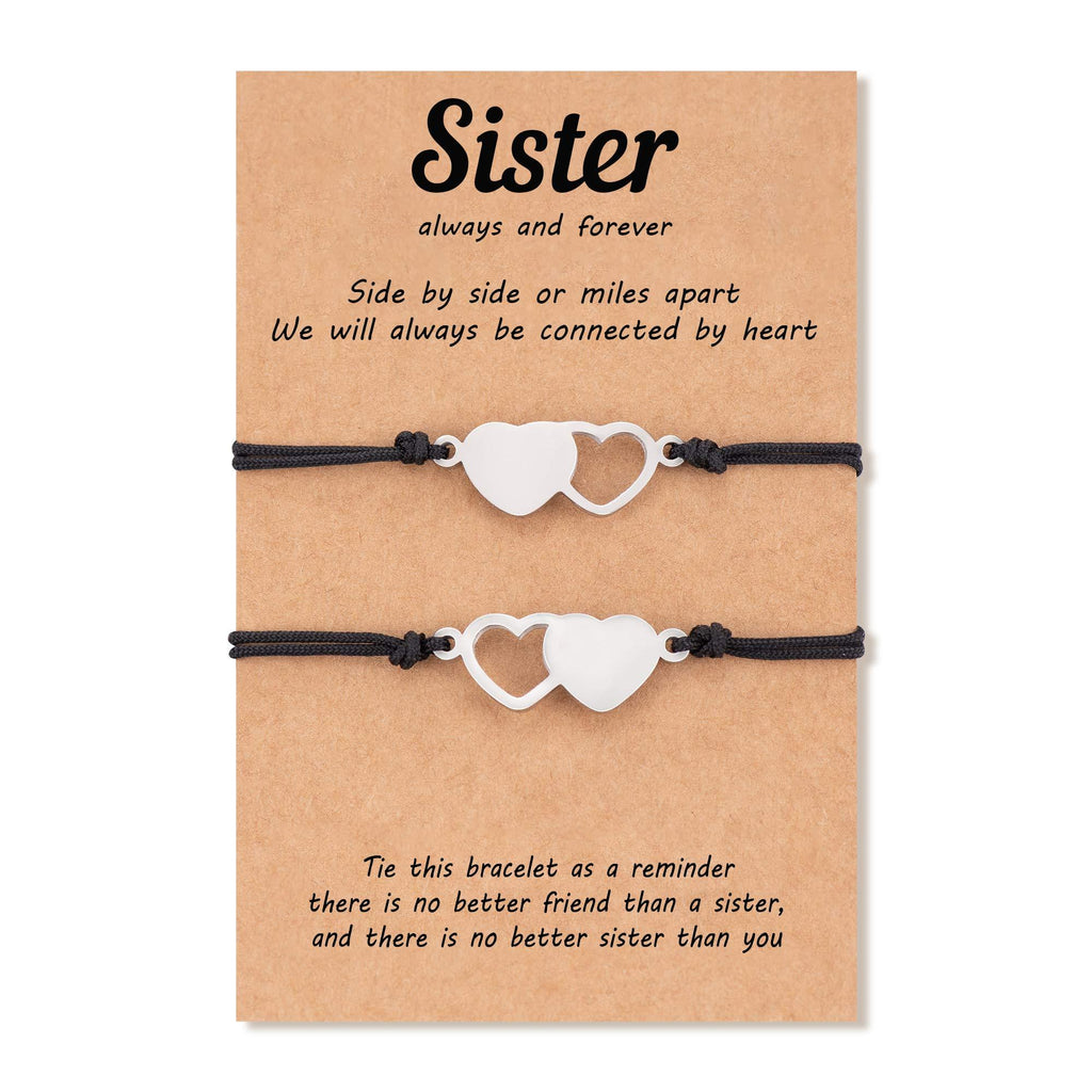 [Australia] - Tarsus 2/3Pcs Sister Bracelet Matching Heart Bracelets Jewelry Gifts for Sister Women Twins Daughters 2 Sister Hearts 