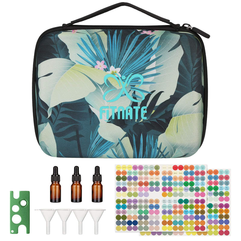 [Australia] - FITNATE Essential Oils Storage Holds 30 Oil Bottles for 5/10/15ml, Hard Shell Storage Organizer with Carry Handle, Essential Oils Travel Carrying Case with Bottle Opener, Colorful Stickers & Funnel 30 Bottles 