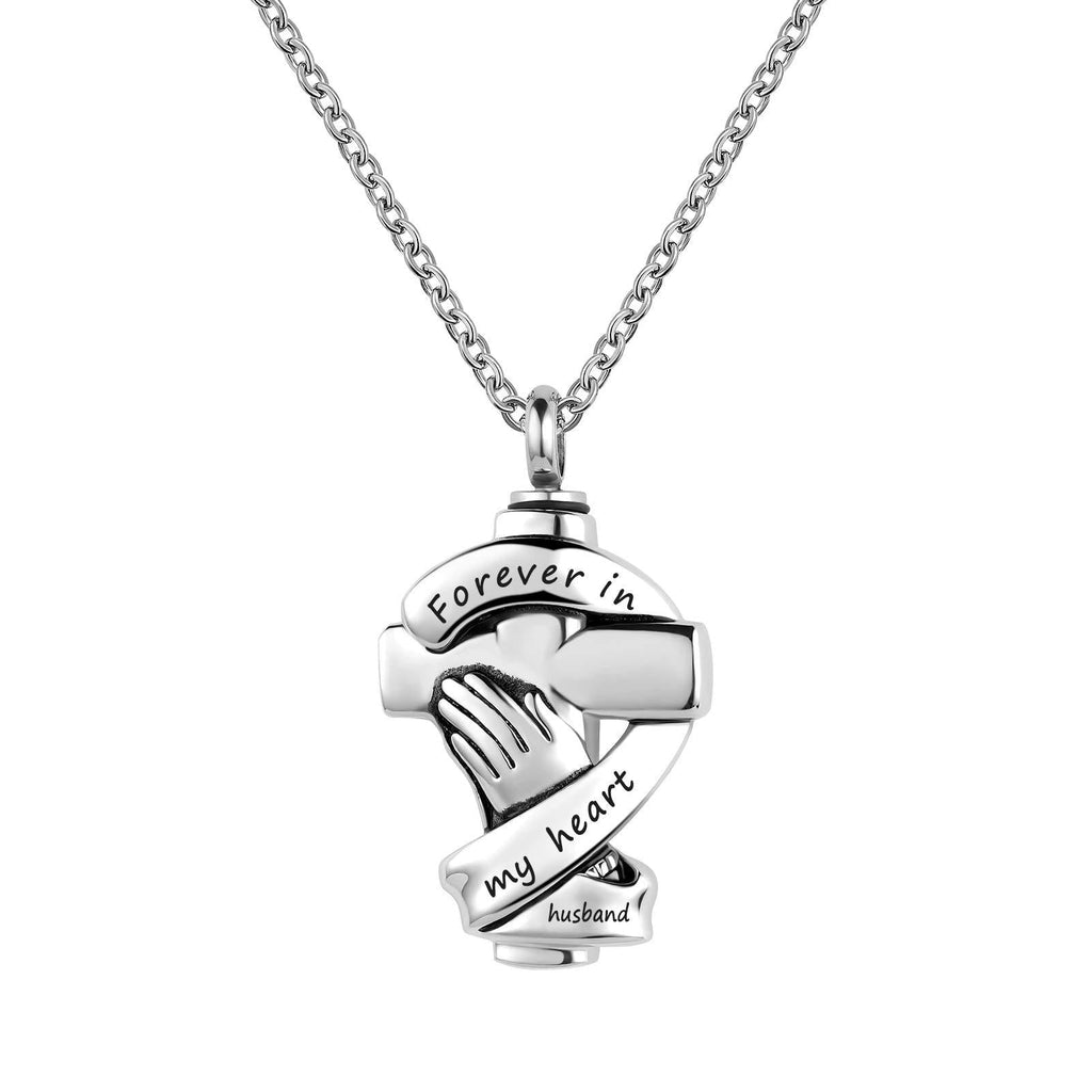 [Australia] - TCHYUN Beautiful Cute Cross Urn Necklace Ashes Daughter Mom Grandma Sister Aunt Brother Dad Grandpa Husband Son Uncle Wife Cremation Memorial Pendant Stainless Steel 