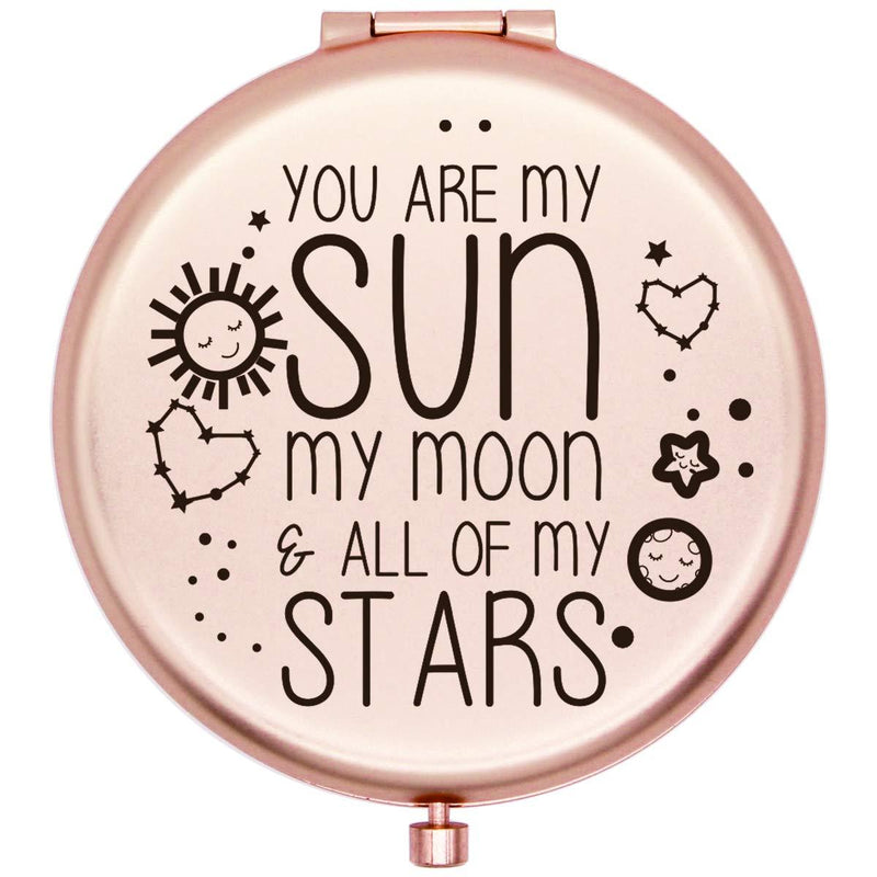 [Australia] - Muminglong lovely Frosted Compact Mirror with Saying for Sister Friends Girls Daughter,Graduation Present for Her-You are my sun (Rose Gold) Rose Gold 