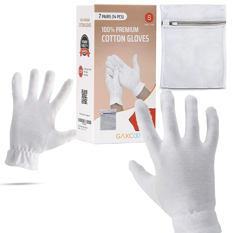 [Australia] - Moisturizing Gloves OverNight Bedtime Cotton | Cosmetic Inspection Premium Cloth Quality | Eczema Dry Sensitive Irritated Skin Spa Therapy Secure Wristband Small Small (Pack of 1) 