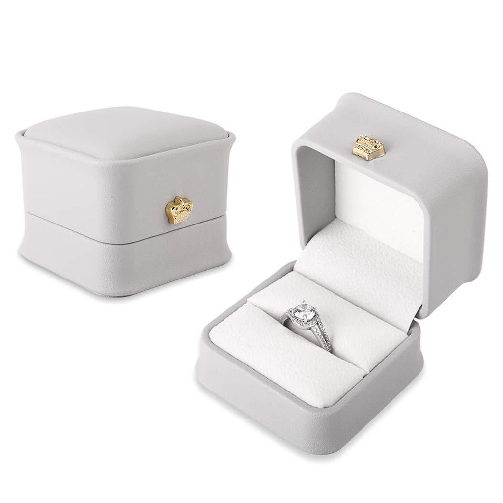 [Australia] - iSuperb 2 Pcs PU Leather Ring Box Couple Proposal Jewelry Gift Case Ring Earrings Jewelry Counter Display for Engagement Wedding Valentine's Day (Gray ring box) 2pcs Gray Ring Box 