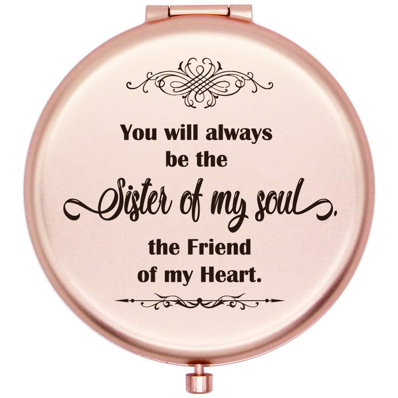 [Australia] - Muminglong Frosted Compact Mirror for Sister from Sister ,Brother, Birthday, Christmas Ideas for Sister-Sister of My Soul (Rose Gold) Rose Gold 