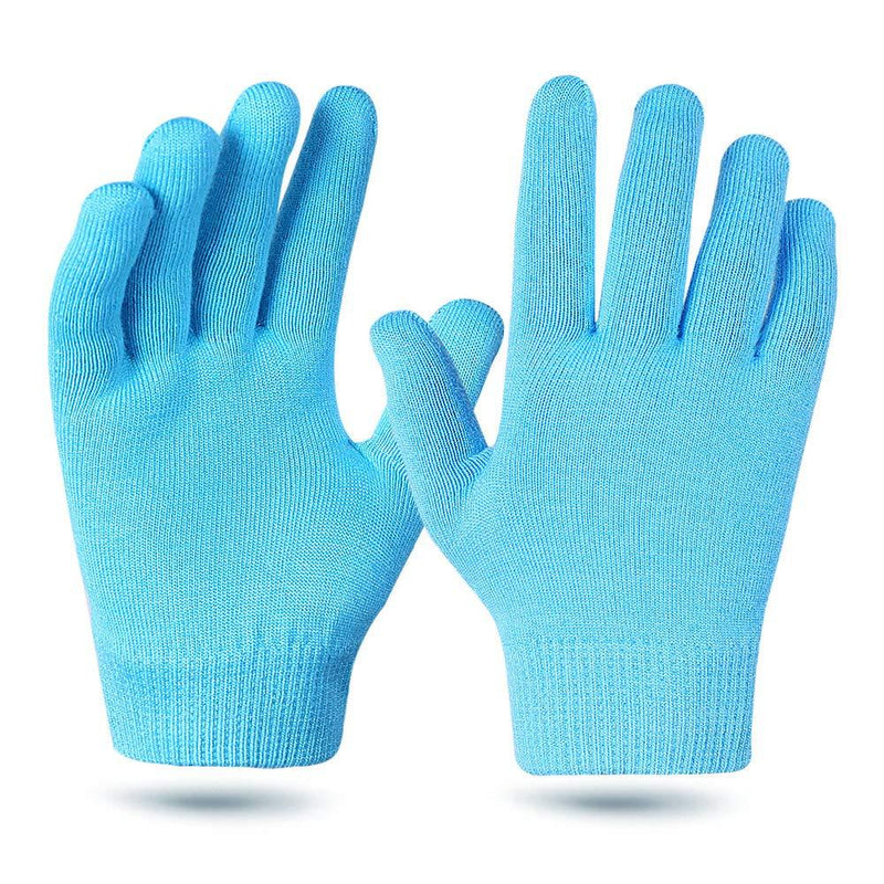 [Australia] - Moisturizing Gloves, Soft Gel Spa Glovers for Repairing and Softening Dry Cracked Hand Skins (Blue) Blue 