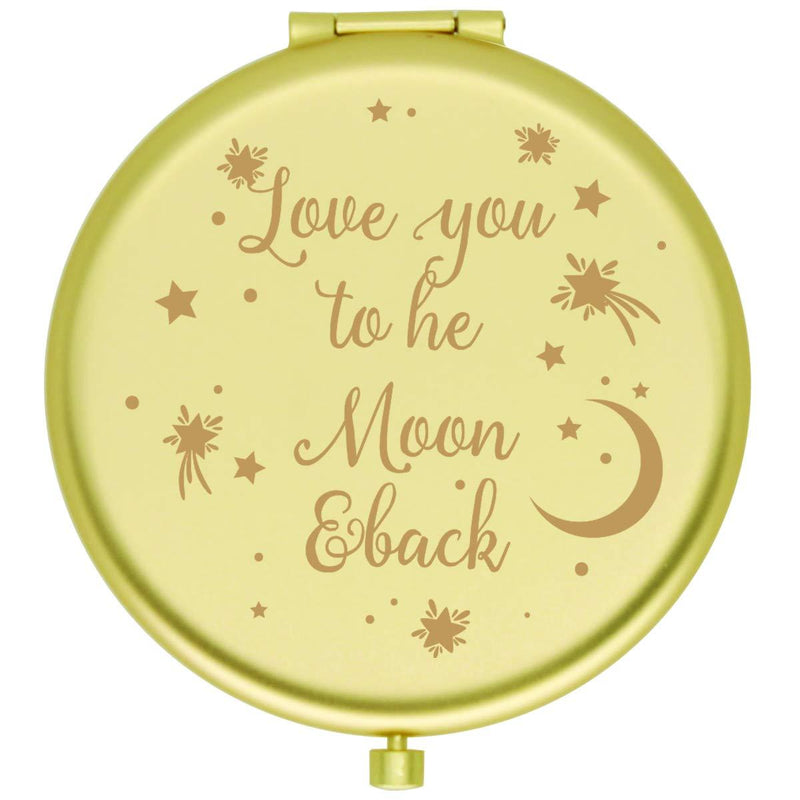 [Australia] - Muminglong Frosted Compact Mirror for Sister Friends Girls Daughter from Sister Friends Birthday, Graduation Gifts Ideas for Her-Love you to the moon (Gold) Gold 