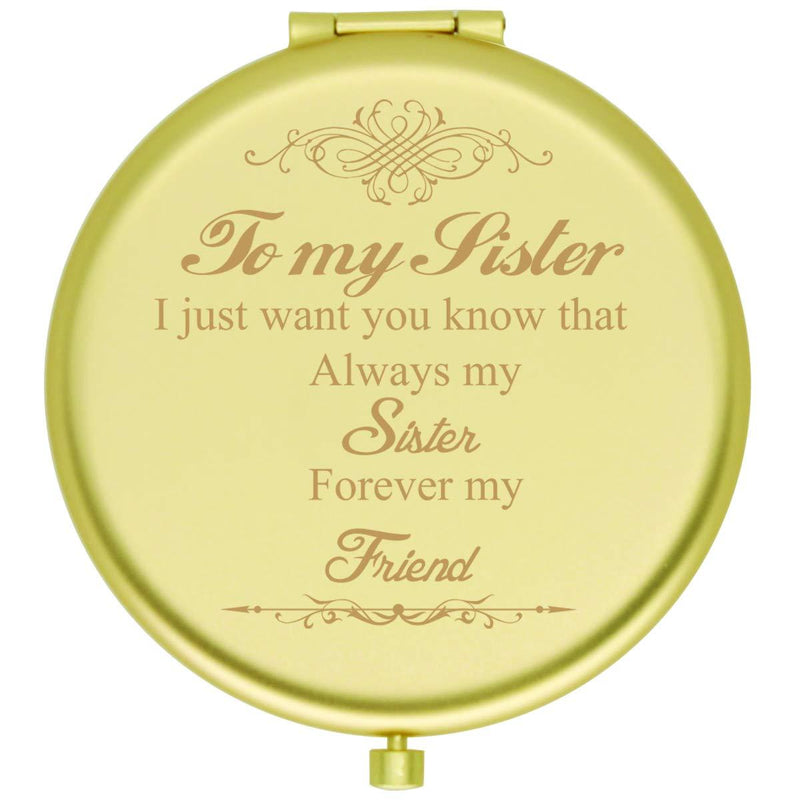 [Australia] - Muminglong Sister Gifts Frosted Compact Mirror for Sister from Sister,Brother, Birthday, Wedding Gifts Ideas for Sister-Always my sister (Gold) Gold 