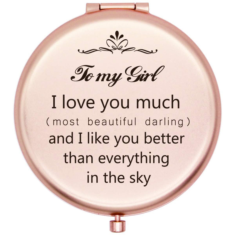 [Australia] - Muminglong Frosted Compact Mirror for Mom from Daughter Son Birthday, Christmas Ideas for Mom-Girl I love you much (Rose Gold) Rose Gold 