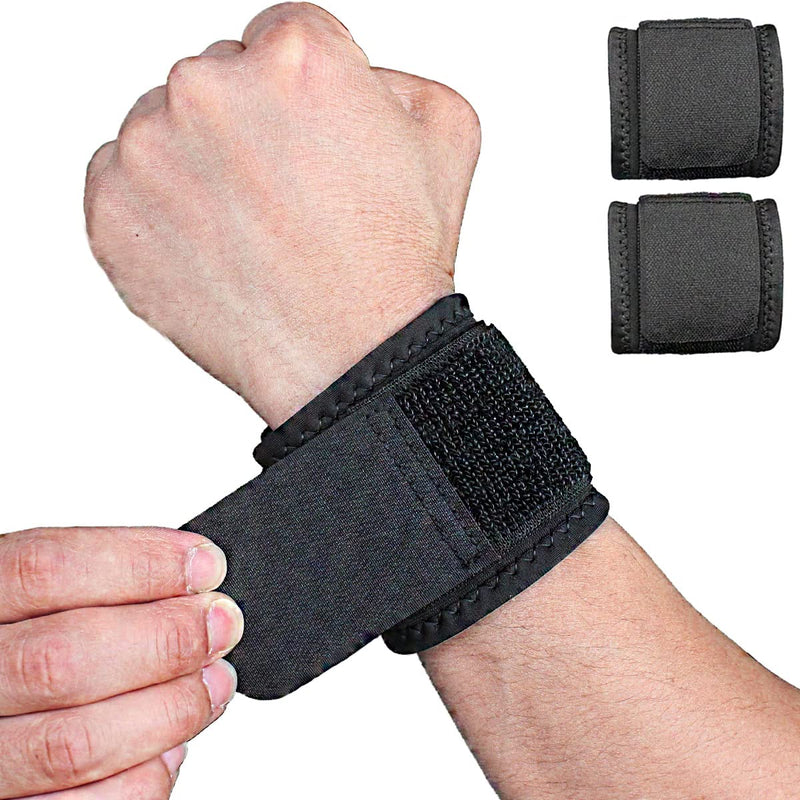 [Australia] - 2 Pack Wrist Brace Adjustable Wrist Support Wrist Straps for Fitness Weightlifting, Tendonitis, Carpal Tunnel Arthritis, Wrist Wraps Wrist Pain Relief Highly Elastic (Black) 