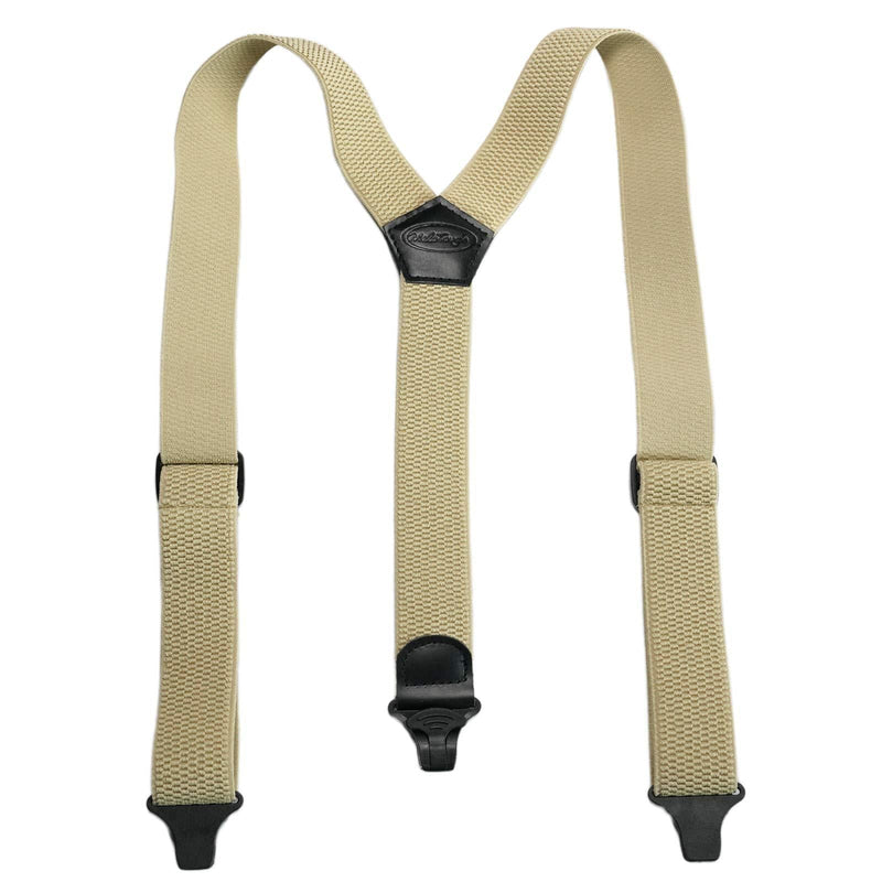 [Australia] - Melo Tough Y back suspenders airport friendly Suspenders,NO buzz with Plastic Clip 1.5 inch fully elastic braces (KHAKI) 