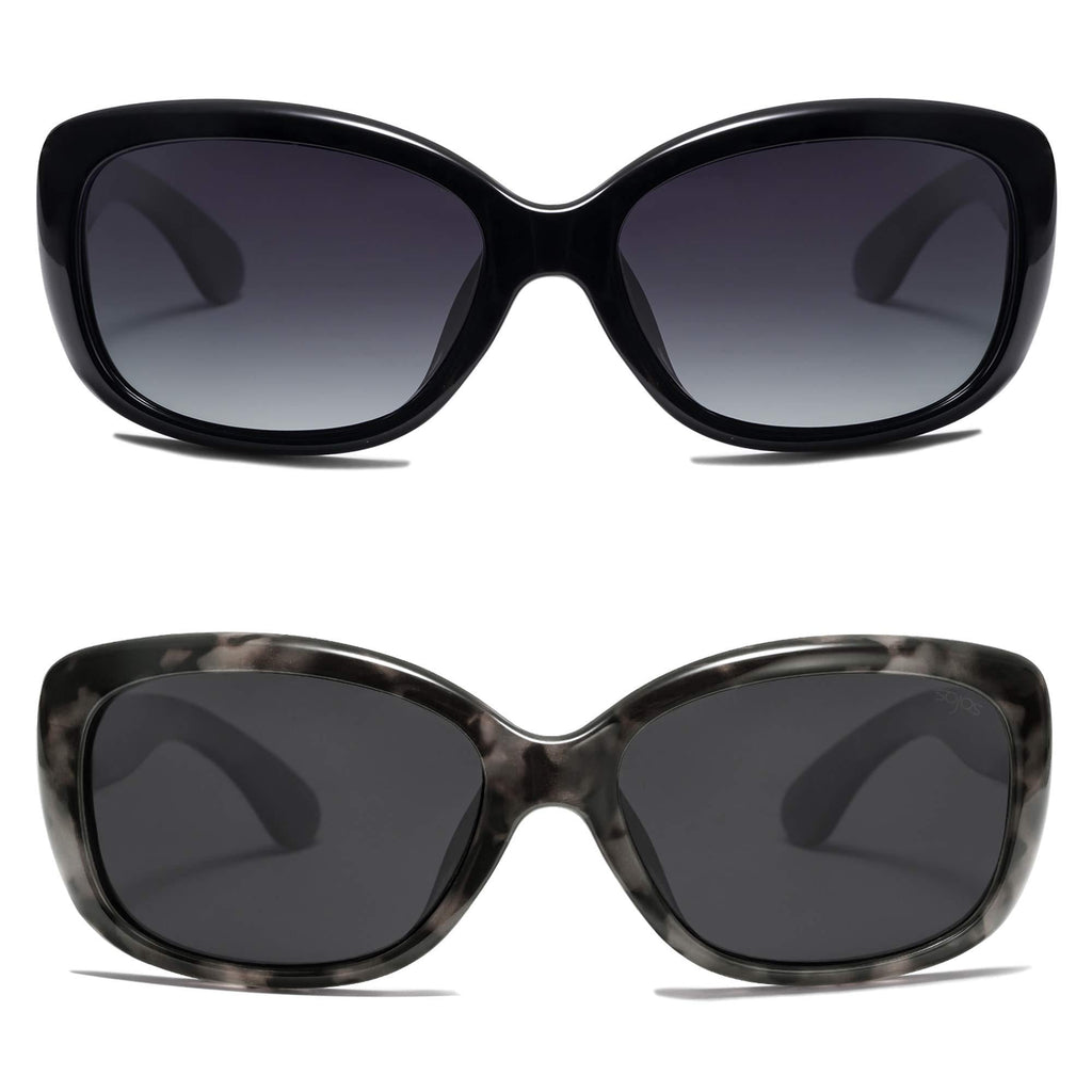 [Australia] - SOJOS Vintage Square Sunglasses for Women Polarized UV Protection Havana Frame SJ2111 Black Tortoise 57 Millimeters 