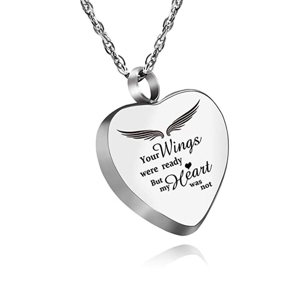[Australia] - CoolJewelry Locket Angel Wing Love Heart Keepsake Stainless Steel Pendant for Ashes Cremation Memorial Jewelry Style135 