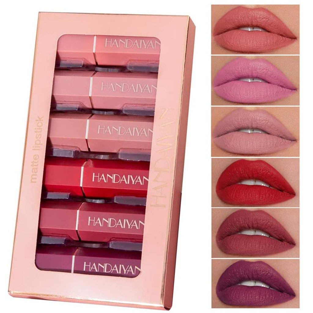 [Australia] - Matte Lipstick Set 6 Colors Nude Moisturizer Smooth Lipstick Long Lasting Waterproof Lipstick Makeup Gift Set 