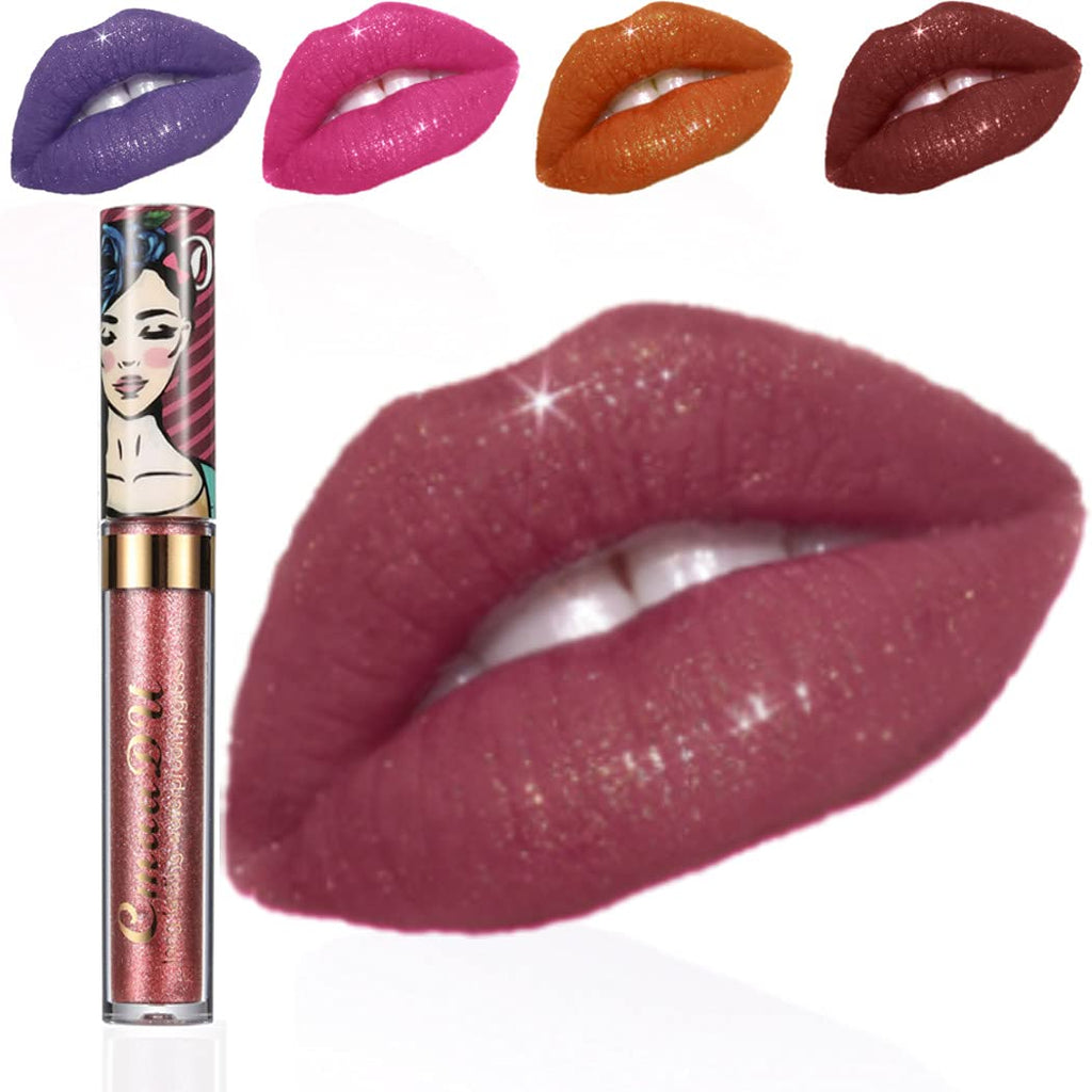 [Australia] - Kisshine Matte Liquid Lipsticks Shinning Lipgloss Metallic Shimmer Long Lasting Durable Lip Gloss Cosmetics Makeup Gift for Women and Girls (Pink 3#) 