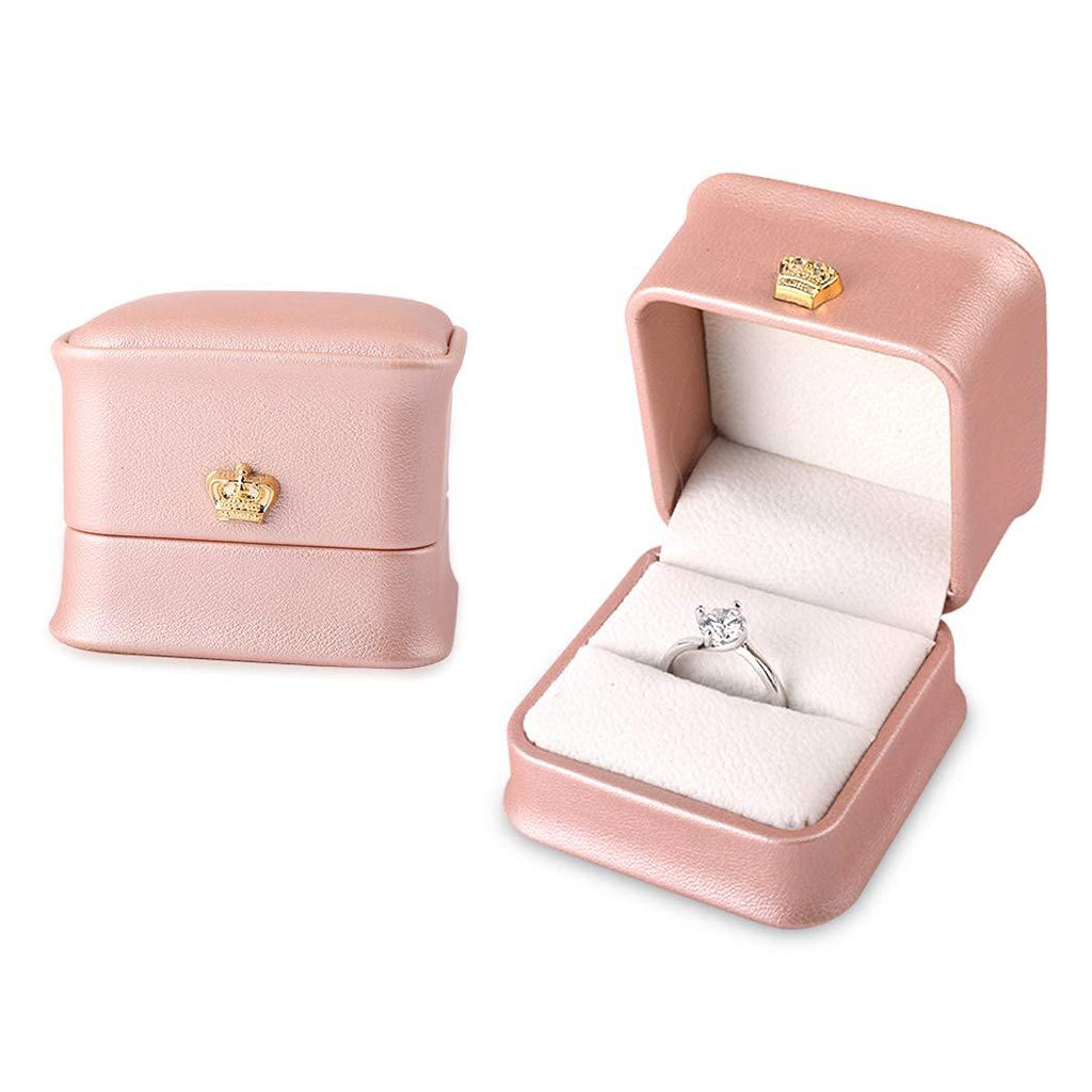 [Australia] - iSuperb Set of 2 Pink Ring Box Proposal Ring Boxes Couple Engagement Jewelry Gift Box Case PU Leather Ring Earrings Jewelry Display for Wedding (Pink ring box) 2pcs Pink Ring Box 