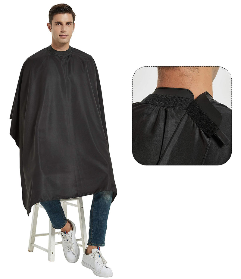 [Australia] - Salon Hair Cutting Cape with Rubber Neck Collar, Professional Anti-static Barber Cape for Shampoo, Haircut and Styling-Black-53 x 57 inches Black with Rubber Cutting Collar 