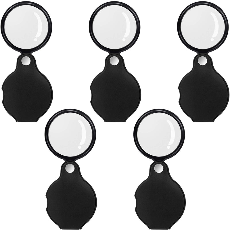 [Australia] - 5 PCS 10X Mini Magnifying Glass Folding Pocket Magnifying Glass with Black Rotating Protective for Reading, Books, Jewelry… 5 