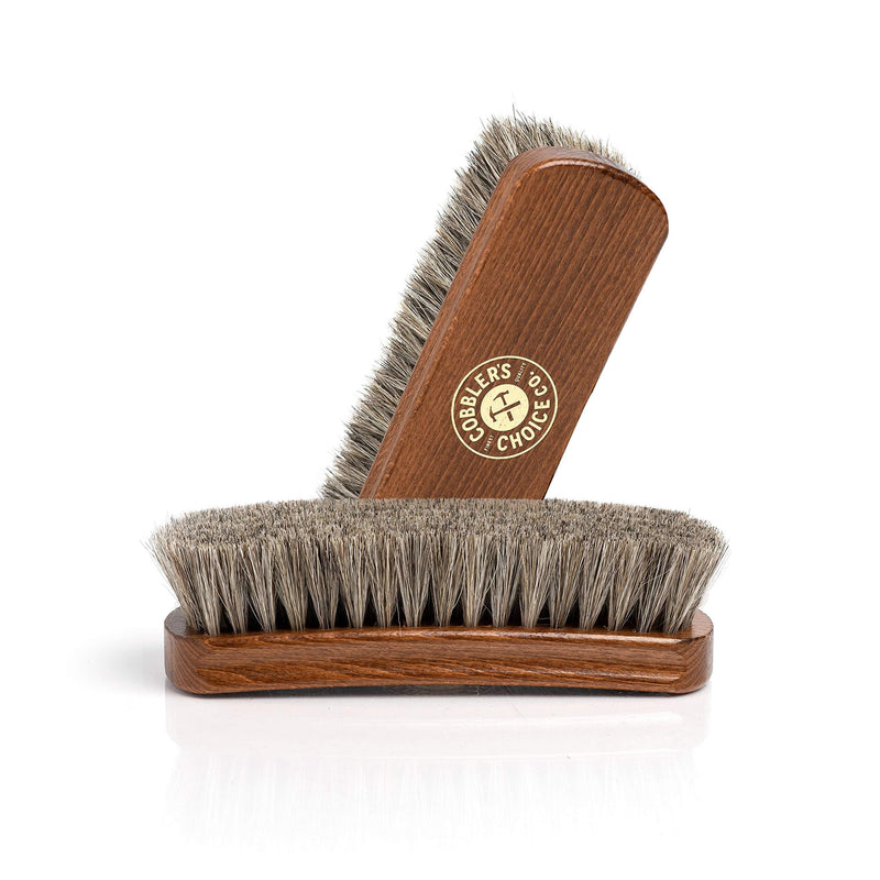[Australia] - Shoe Brush - 100% Horsehair Shoe Brush - Concaved Handle for Premium Grip Brown 