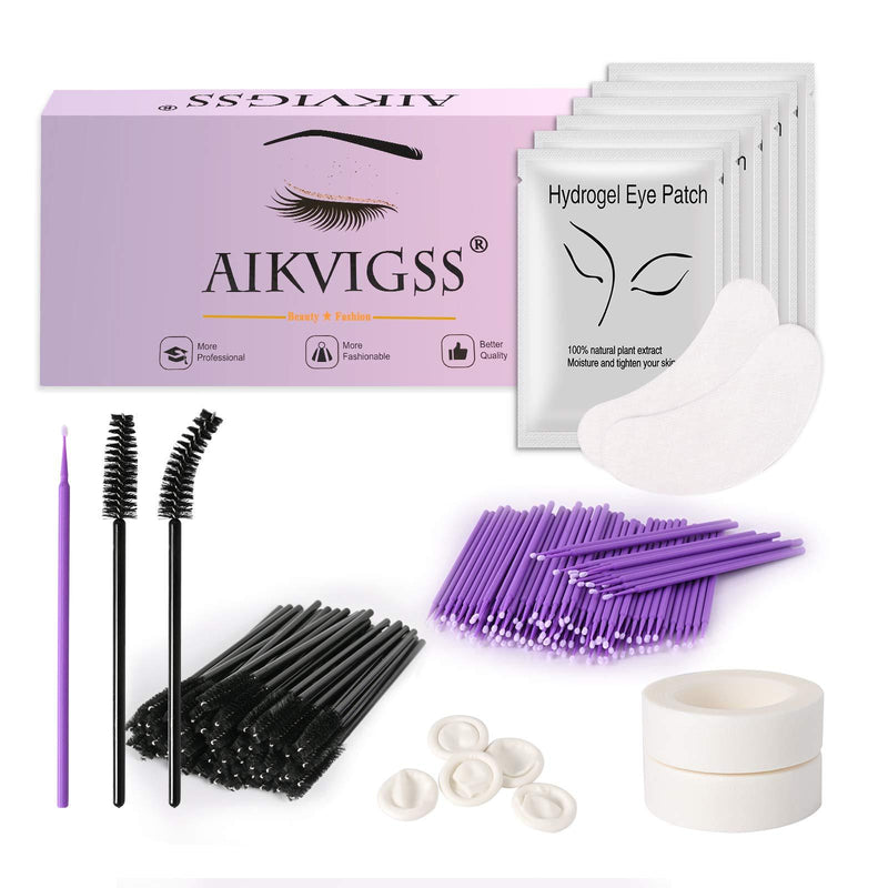 [Australia] - Eyelash Extension Supplies kit - 50 Pairs Eyelash Extension Pads, 50 Disposable Mascara Brushes Wands, 100 Micro Applicators Brushes, 2 Rolls Eyelash Extension Tape black 