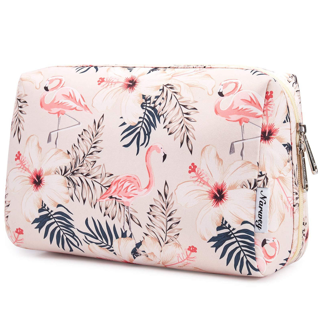 [Australia] - Large Makeup Bag Zipper Pouch Travel Cosmetic Organizer for Women and Girls (Large, Beige Bird) Large 