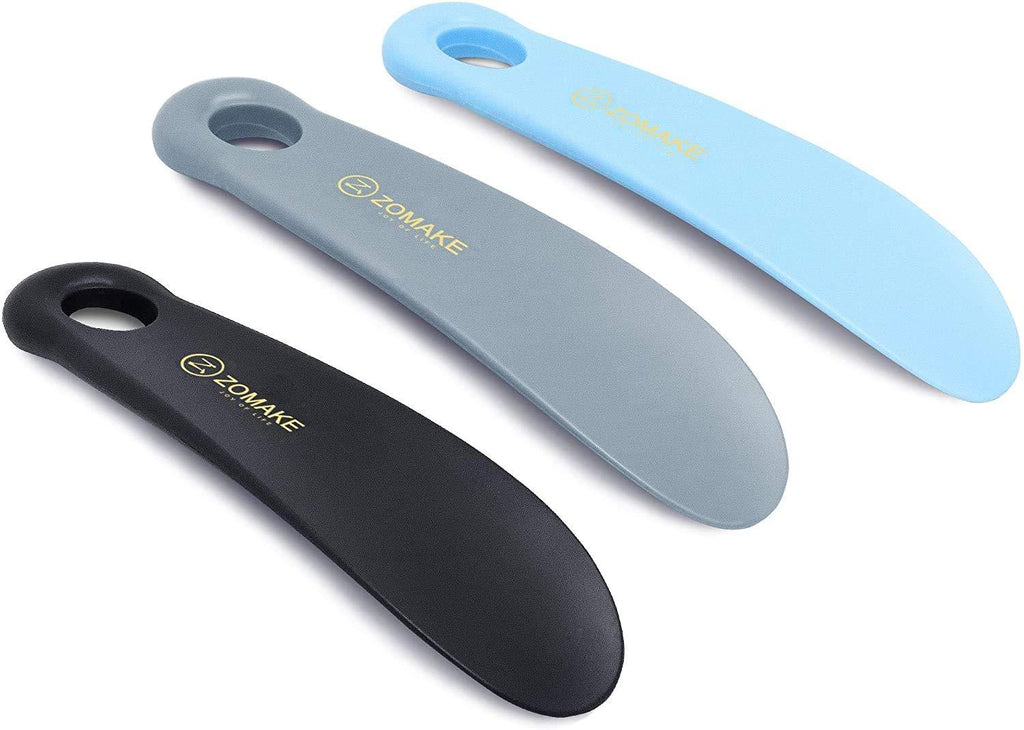 [Australia] - ZOMAKE Shoe Horn Set of 3, Shoehorn for Men, Women, Seniors & Kids, 7.3 Inch Plastic Shoe Horns for Travel Black+blue+gray 