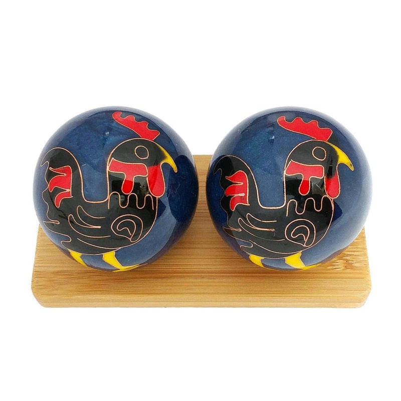 [Australia] - Top Chi Rooster Baoding Balls with Bamboo Stand. Chiming Chinese Health Balls for Hand Therapy, Exercise, and Stress Relief (Large 2 Inch) Large 2 Inch 