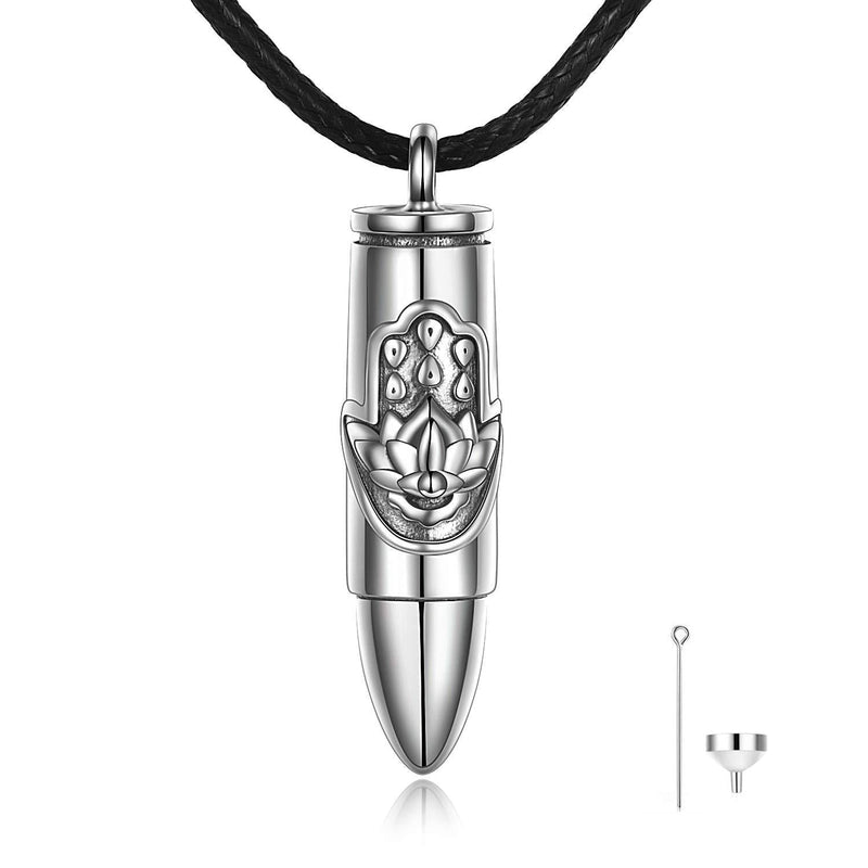 [Australia] - YAFEINI 925 Sterling Silver Urn Necklaces for Ashes Angel/Cross/Lotus Hamsa/Celtic Horse/Girls/Love Urn Cremation Jewelry Keepsake Memorial Pendant Necklace Gifts for Men Women Lotus Hamsa 