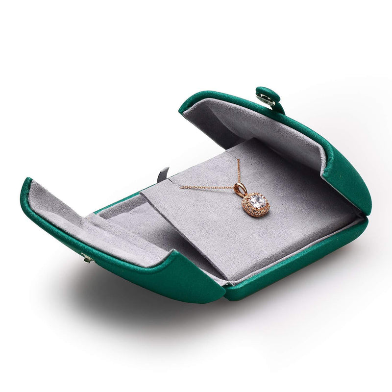 [Australia] - Oirlv Premium Green Leather Necklace Earring Gift Box Multifunctional Double Use Jewelry Storage Box for Women,Girls Necklace/Earrings Box 