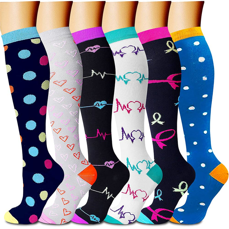[Australia] - CHARMKING Compression Socks for Women & Men (6 Pairs) 15-20 mmHg is Best for Athletics, Running, Flight Travel, Support Large-X-Large 02 Black/White/Black/Blue/White/Blue 