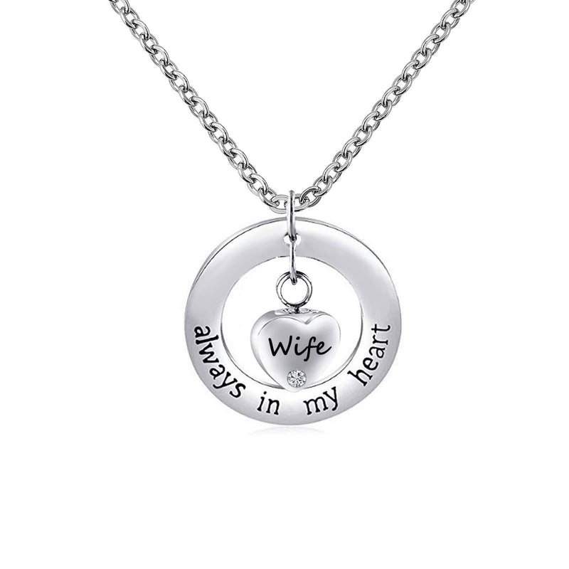 [Australia] - YSAHan Urn Necklace Heart Cremation Eternity Circle of Life Ash Holder Memorial Ashes Stainless Steel Jewelry Always in My Heart Wife 