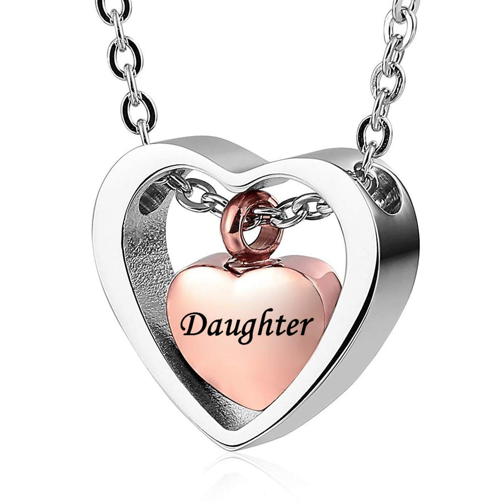 [Australia] - YSAHan Urn Necklace Double Heart Ash Necklaces Hold Loved Keepsake Cremation Memorial Stainless Steel Jewelry for Women Daughter 