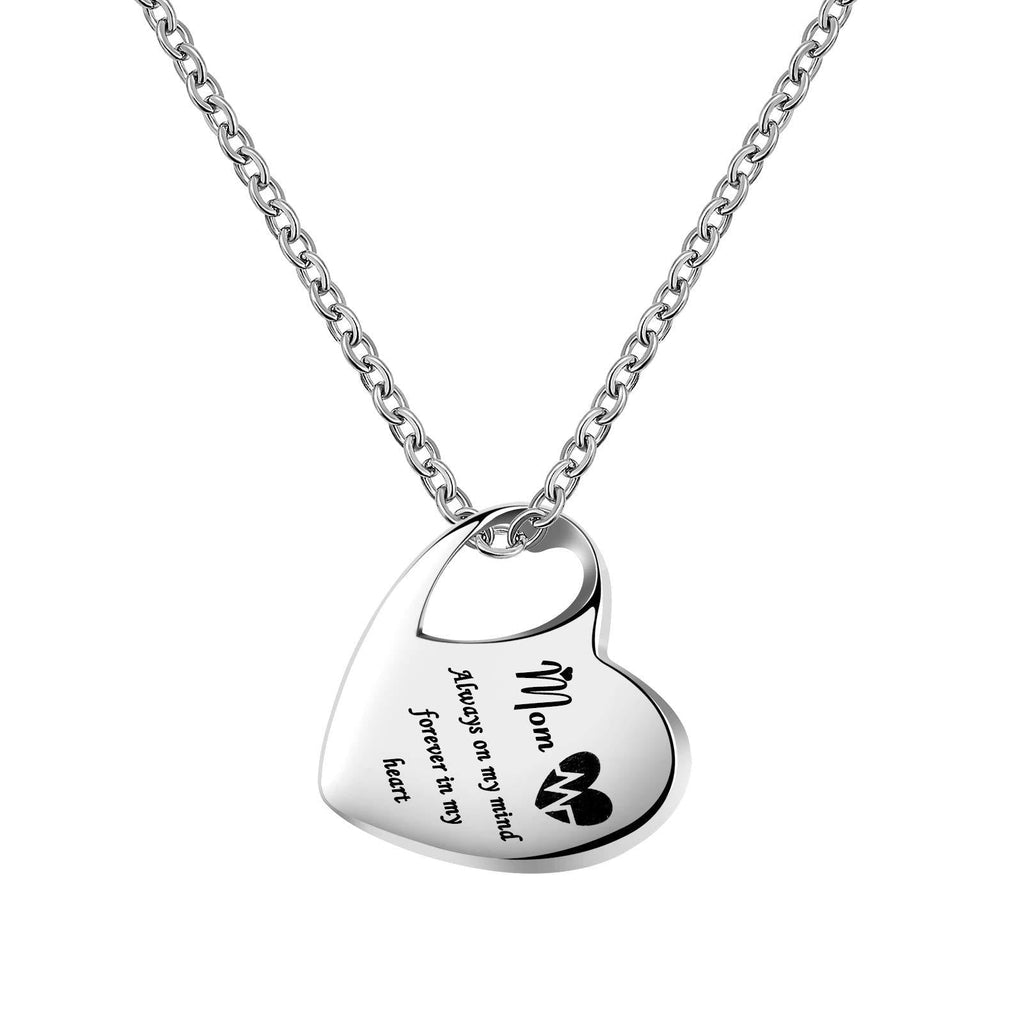 [Australia] - YSAHan Heart Urn Necklace for Ashes Cremation Stainless Steel Jewelry Engraved Always on My Mind Forever in My Heart Memorial Pendant Mom 