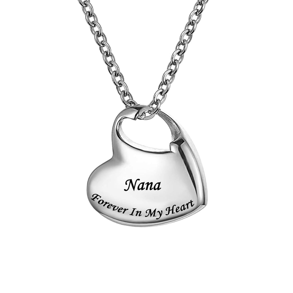 [Australia] - YSAHan Urn Necklace for Ashes Love Heart Cremation Pendant Engraved “Forever in My Heart”Stainless Steel Memorial Jewelry Nana 