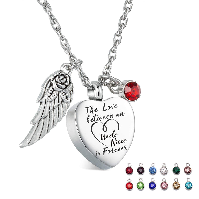 [Australia] - Glimkis The love between an Uncle and Niece is forever Cremation Memorial Ashes Pendant urn necklace Cremation Jewelry Uncle & Niece+ 12 pcs 12pc Birthstones 