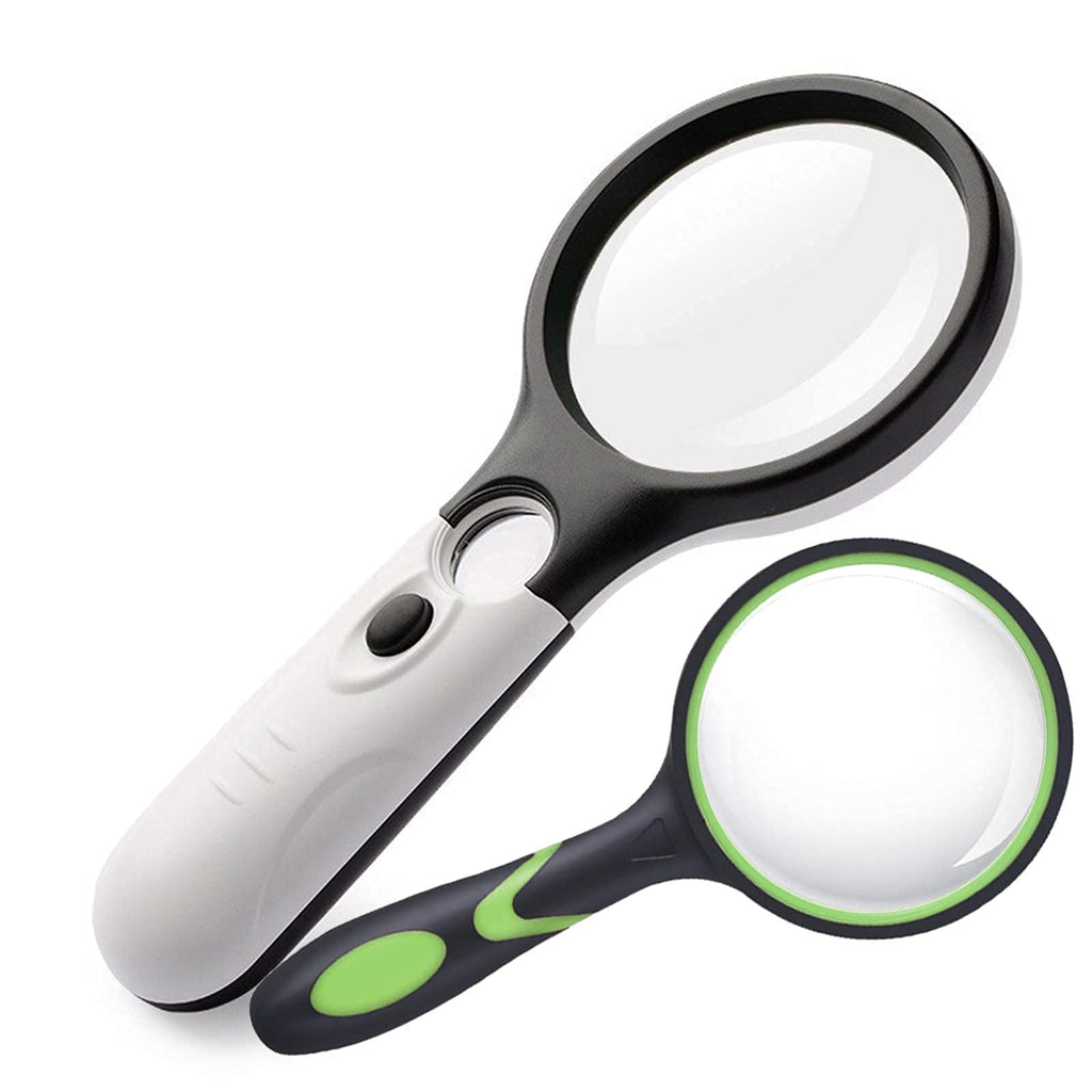[Australia] - (2 Pcs) GOTDYA Magnifying Glass with Light,3X 45X Illuminated LED Magnifier,Handheld Lighted Magnifying Glasses for Seniors and Low Vision Easier to Reading Fine Prints, Map and Jewelry 2.95"len(3X) 