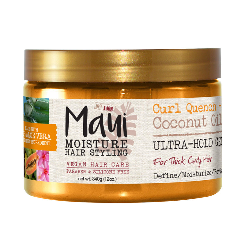 [Australia] - Maui Moisture Curl Quench + Coconut Oil Ultra-Hold Gel, for Curly Hair Styling, Vegan, No Drying Alcohols, Paraben Free, Silicone Free, 12oz 
