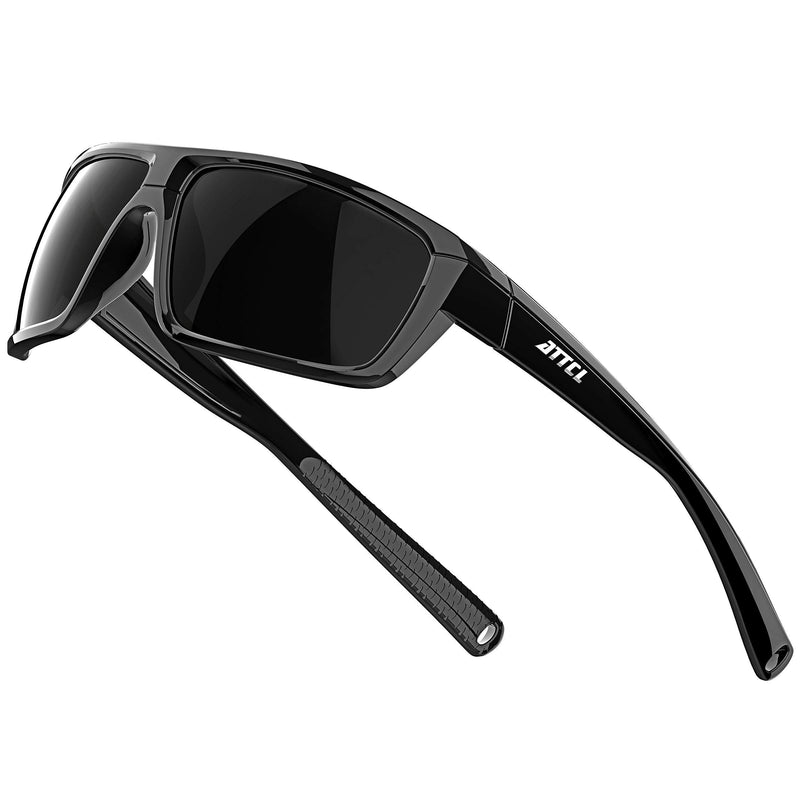 [Australia] - ATTCL Polarized Wrap Sunglasses For Men - Fishing Sports Glasses 100% UV Protection Black/Not Mirrored 