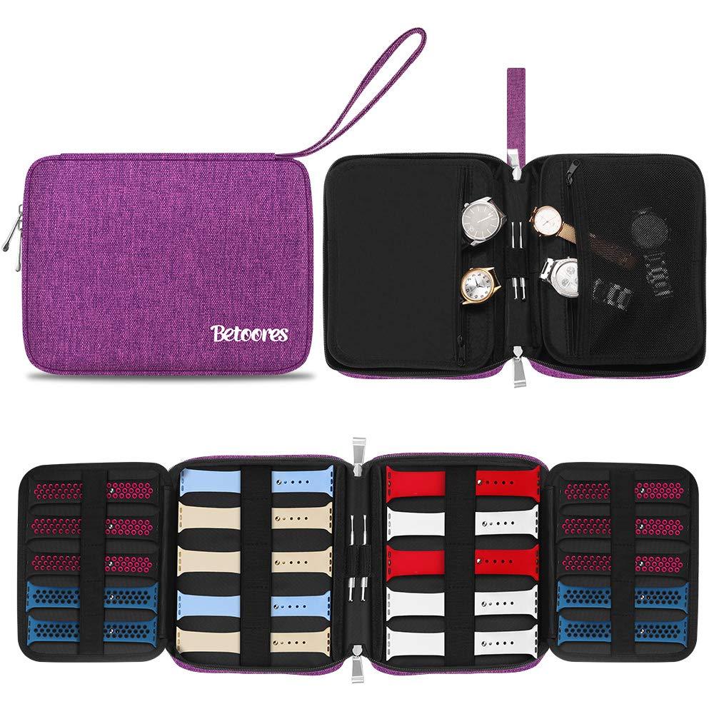 [Australia] - Betoores Watch Band Case Travel Organizer Bag, Watch Band Storage Case Hold 20 Smart Watch Straps, Compatible with Apple Watch, Fitbit Series - Purple 