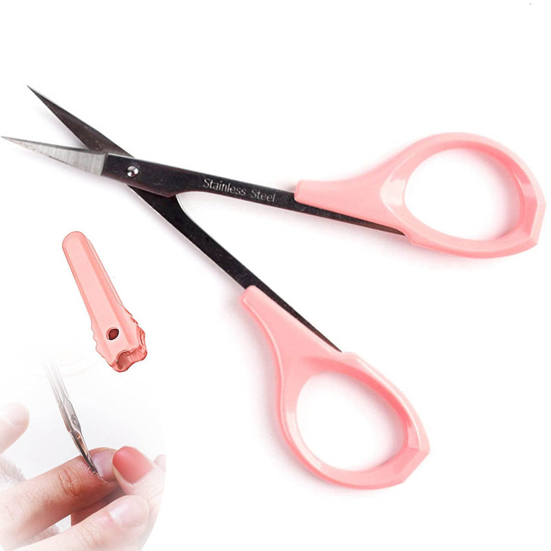 [Australia] - 4 Inches Curved Sharp Blade Craft Scissors For Eyebrow Eyelash Extensions Stainless Steel Eyebrow Scissors with Precision Cover Professional Trimmers - sharpened Small Beard Trimming 1 Pcs 